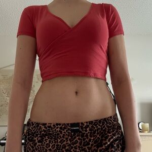 PacSun Red Crop Wrap Top